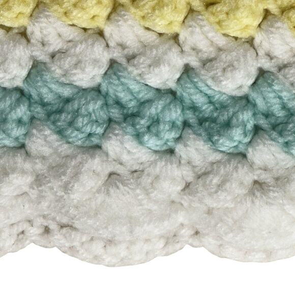 Vintage Handmade Crochet Baby Blanket – Pastel Stripes Rainbow 48x30 - Picture 4 of 5